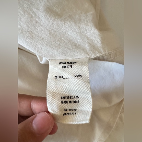 Buck Mason Men’s XXL Off White Draped Twill One Pocket Long Sleeve Shirt Cotton - Picture 4 of 11